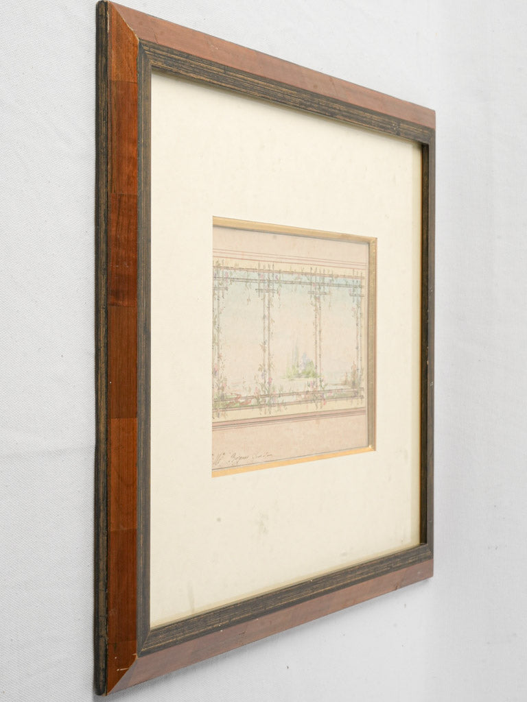 Antique architectural lakeside scenery design