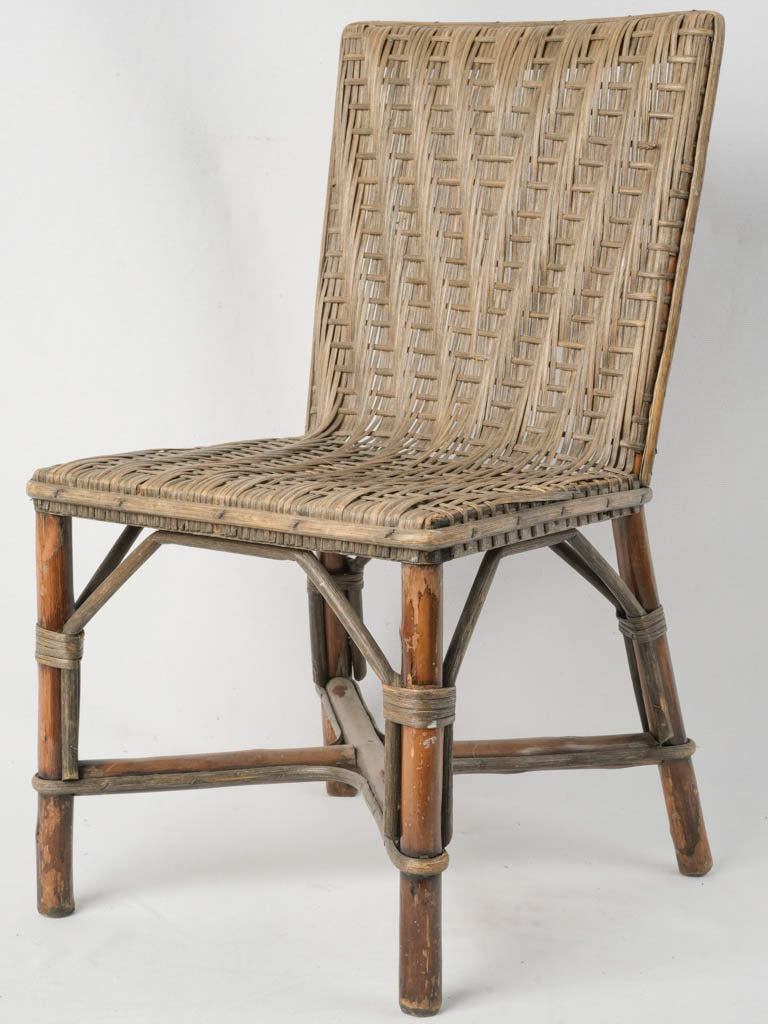 Charming worn wooden wicker chair