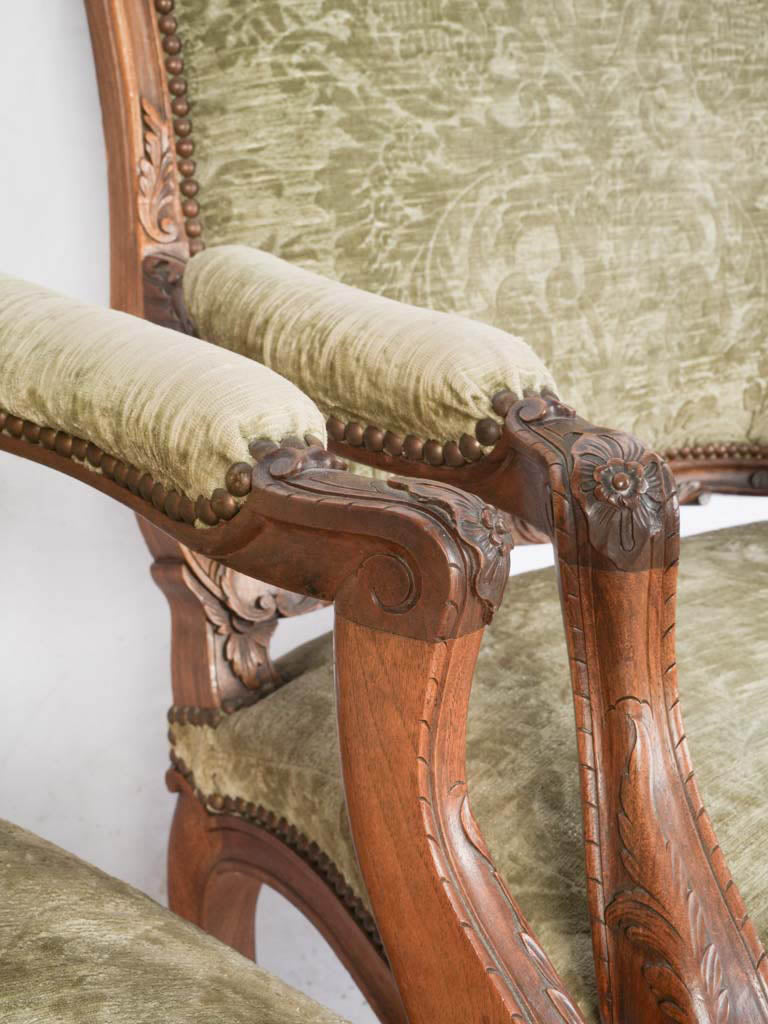 Late 1800s walnut armchairs