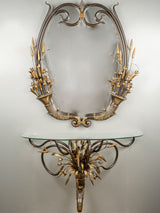 Vintage bronze-finished console with mirror