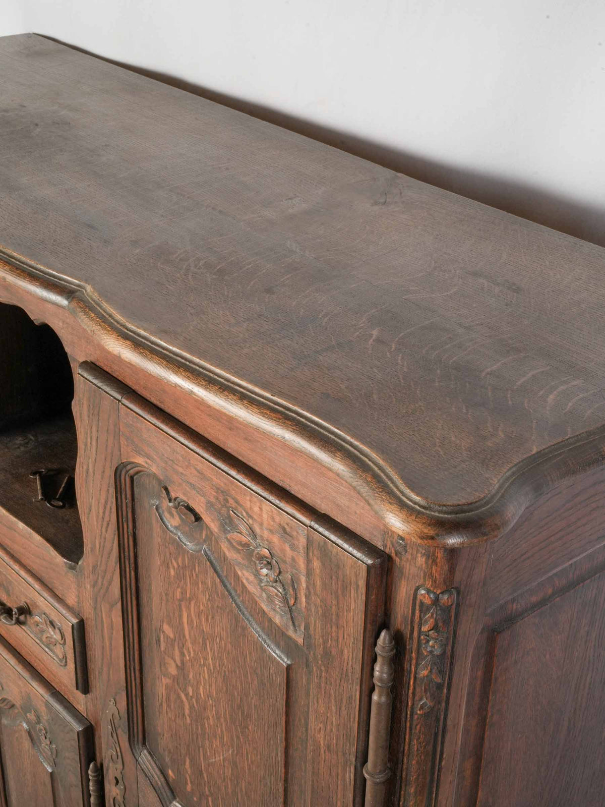 Charming Antique French Country Kitchen Cupboard with Rustic Patina - 51½" x 53½"