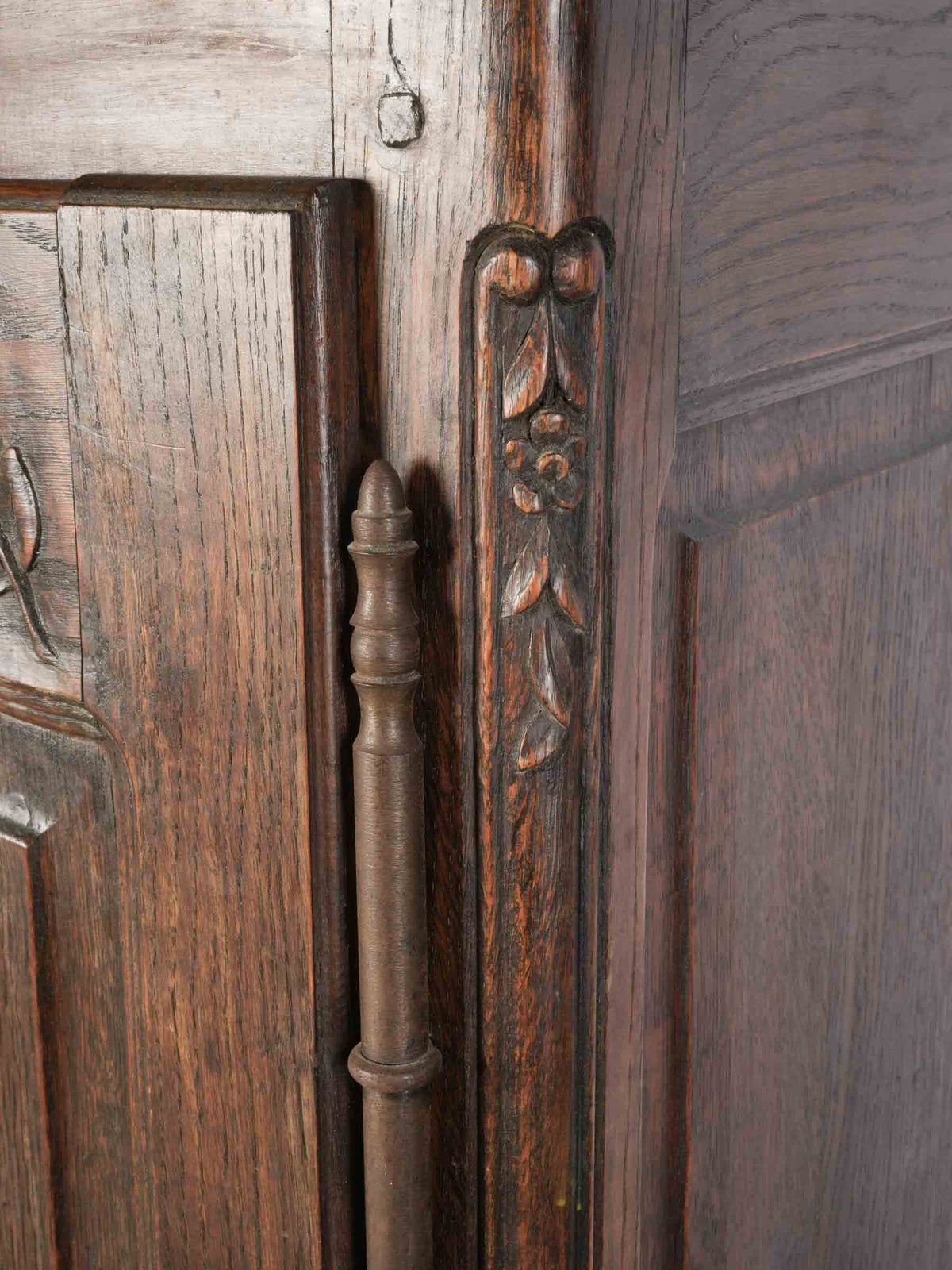 Charming Antique French Country Kitchen Cupboard with Rustic Patina - 51½" x 53½"