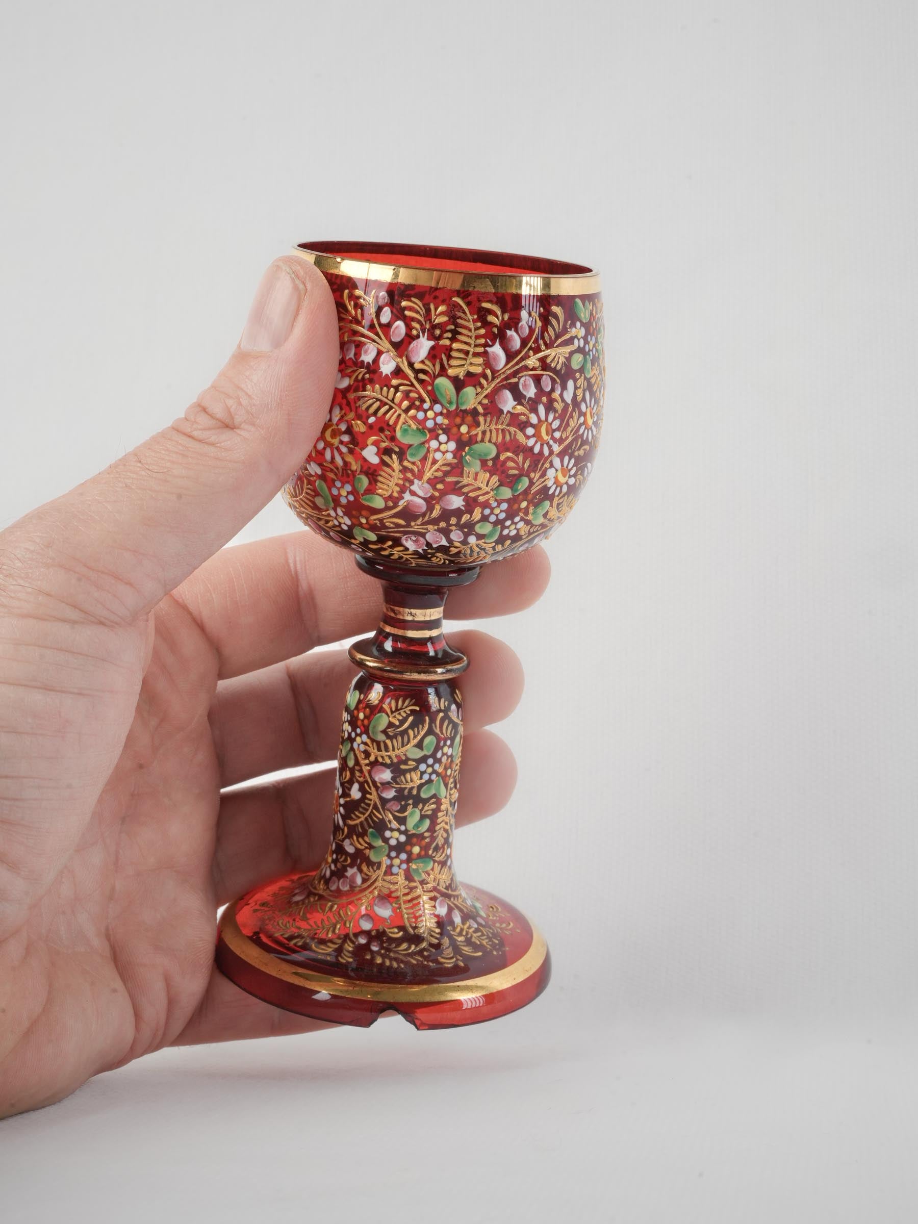 Antique Mouth-Blown Ruby Goblet