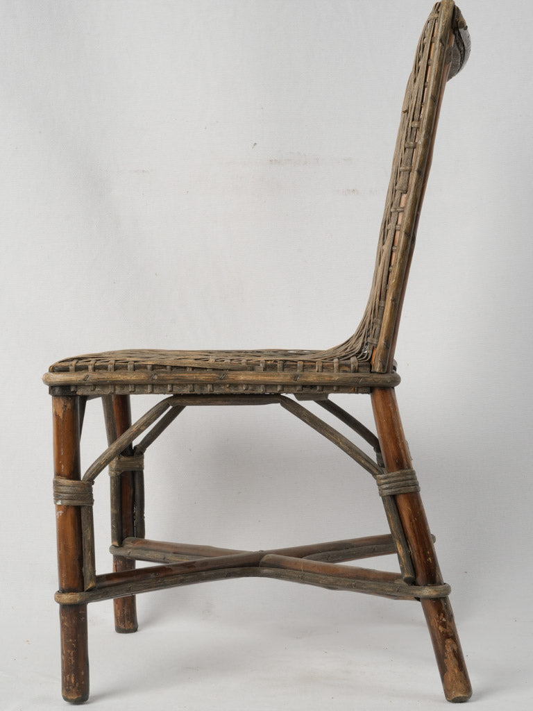 Picturesque vintage wooden wicker chair