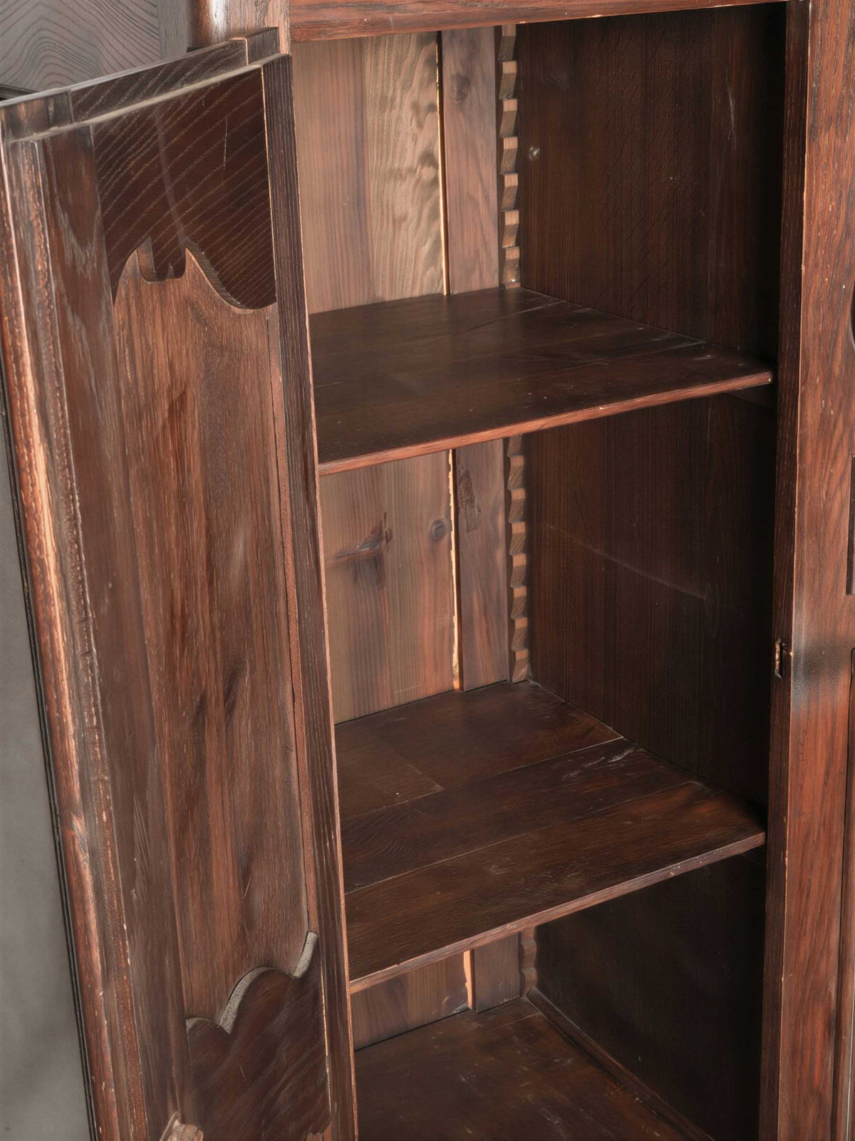 Charming Antique French Country Kitchen Cupboard with Rustic Patina - 51½" x 53½"