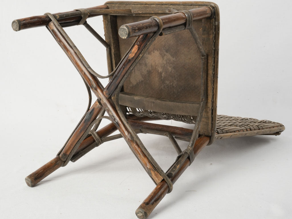 Elegant aged wicker wooden chair