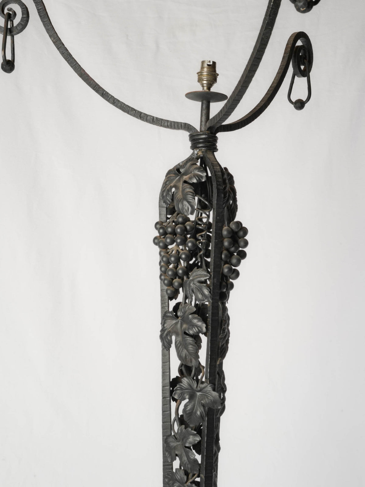 1930s French Art Deco Wrought-Iron Floor Lamp with Grapevine Decoration - 72¾"