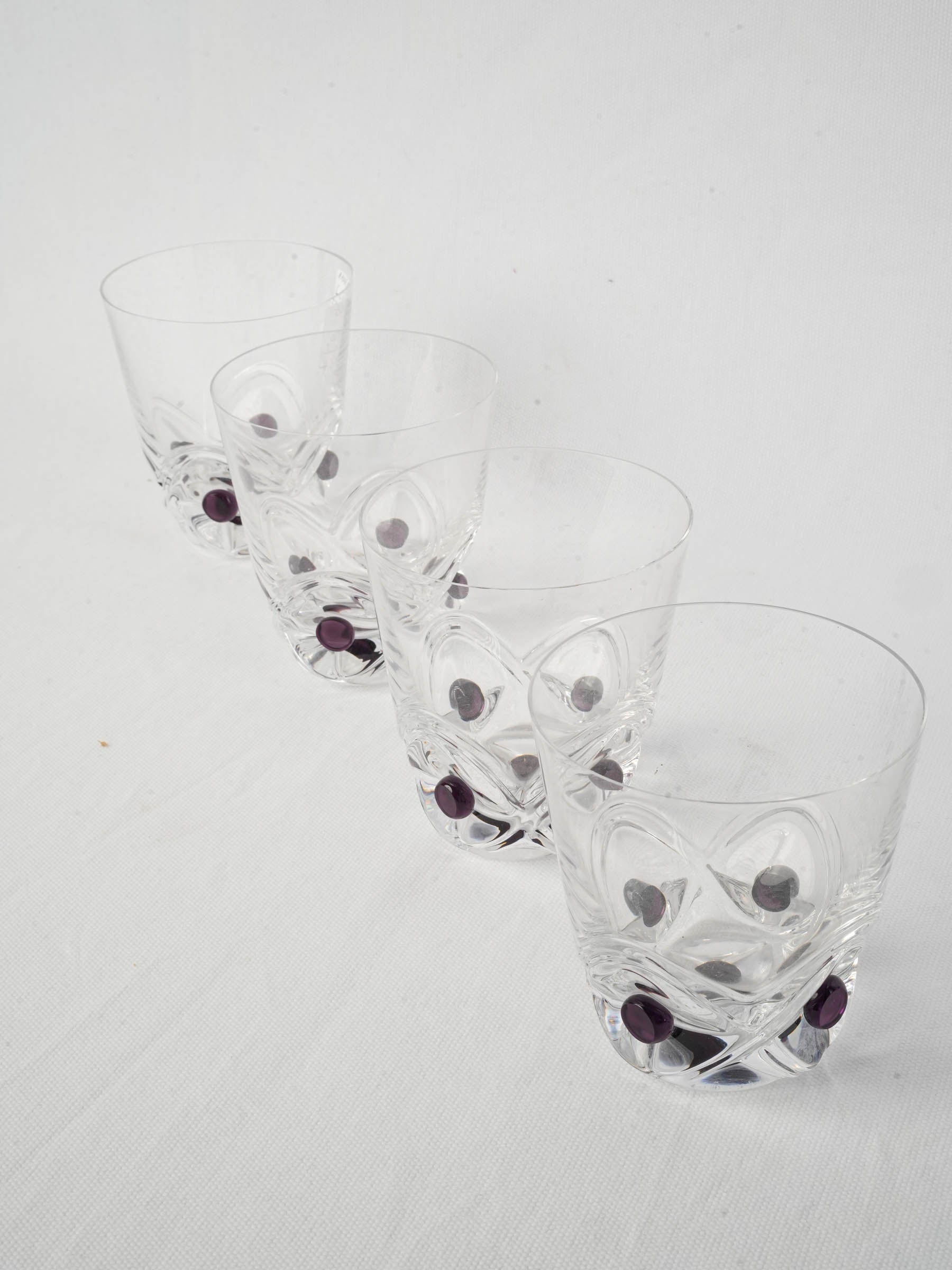 Set Of Four Elegant Lalique Cut Crystal Whisky Glasses - 4¾"
