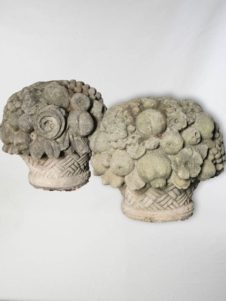 Antique limestone gate finials