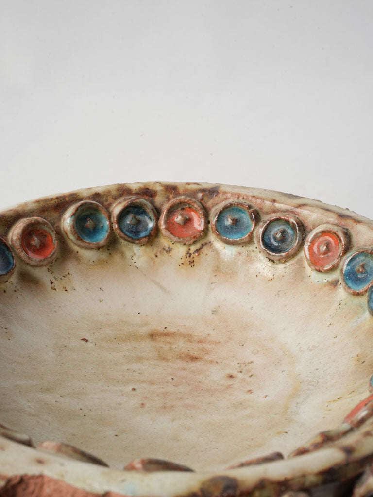 Handcrafted ornamental ceramic pedestal bowl