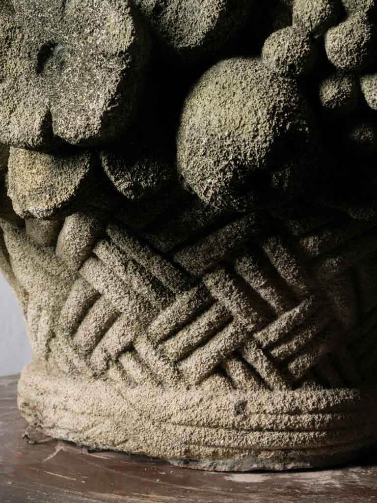 Patina-rich limestone finials