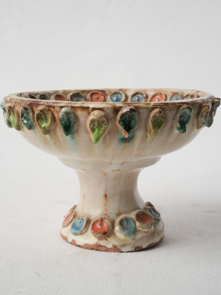 1960s handcrafted ceramic pedestal bowl