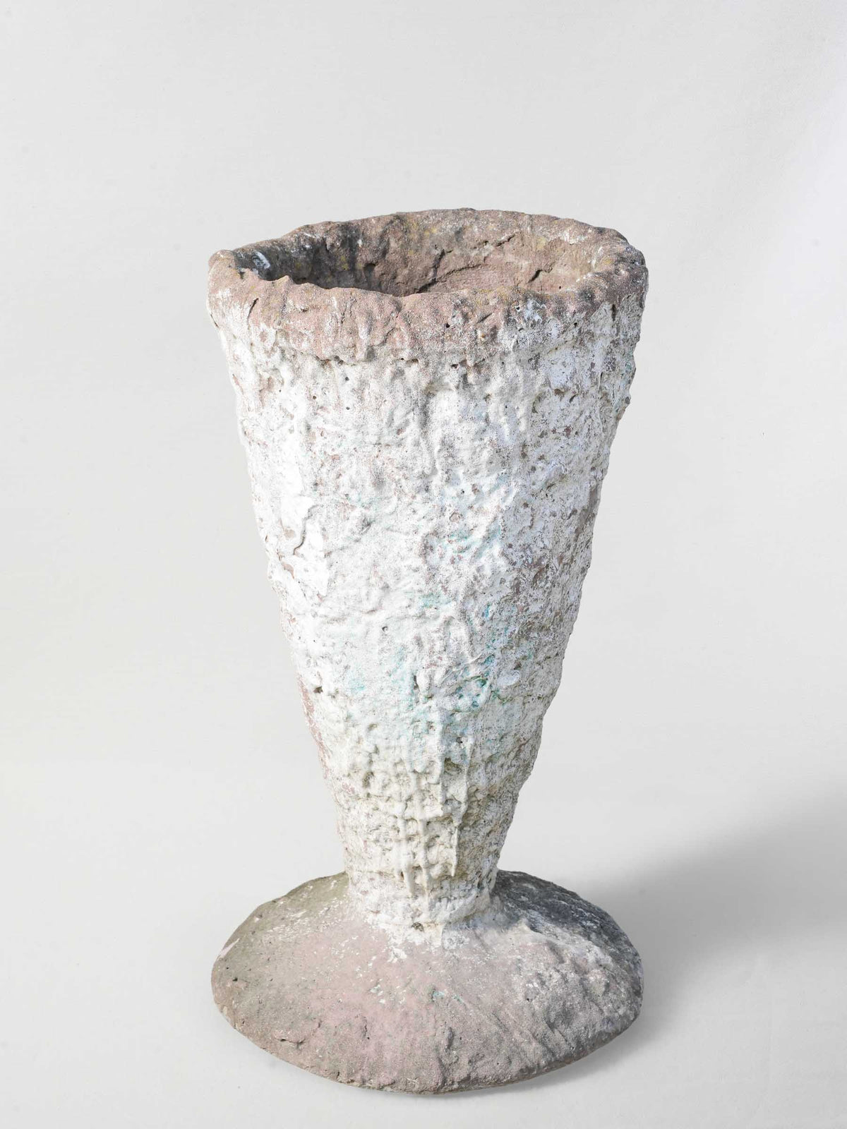 Large Sculptural 1980s Concrete Planter w/ Textured Finish - 25½"
