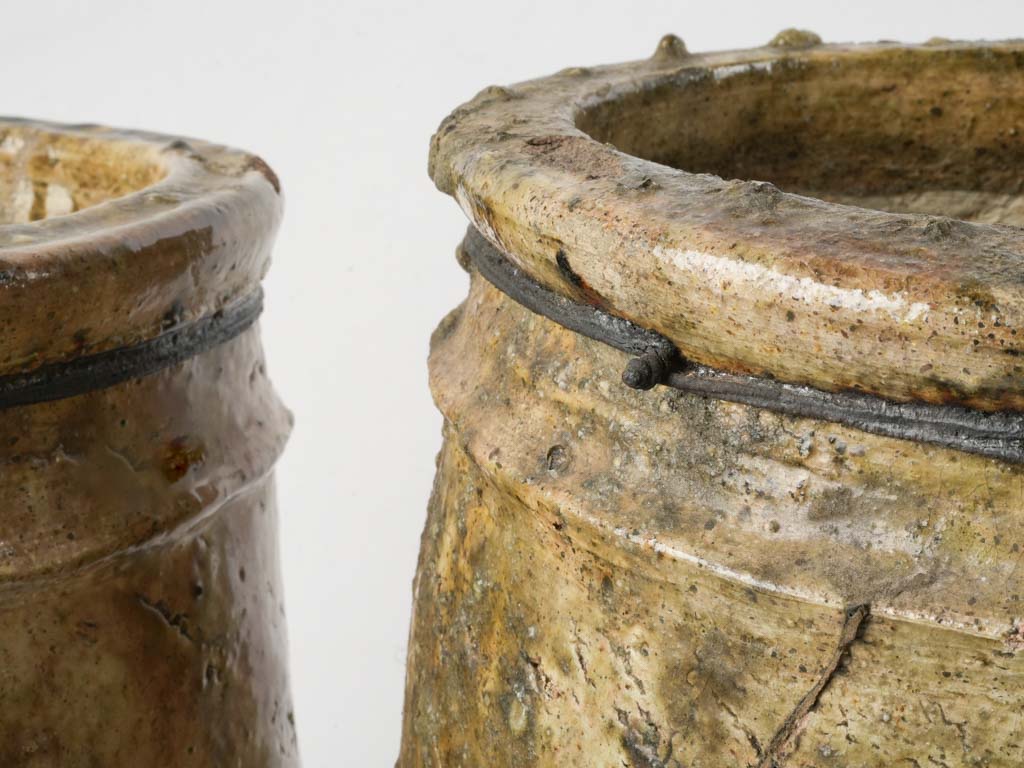 Textured olive green art pieces