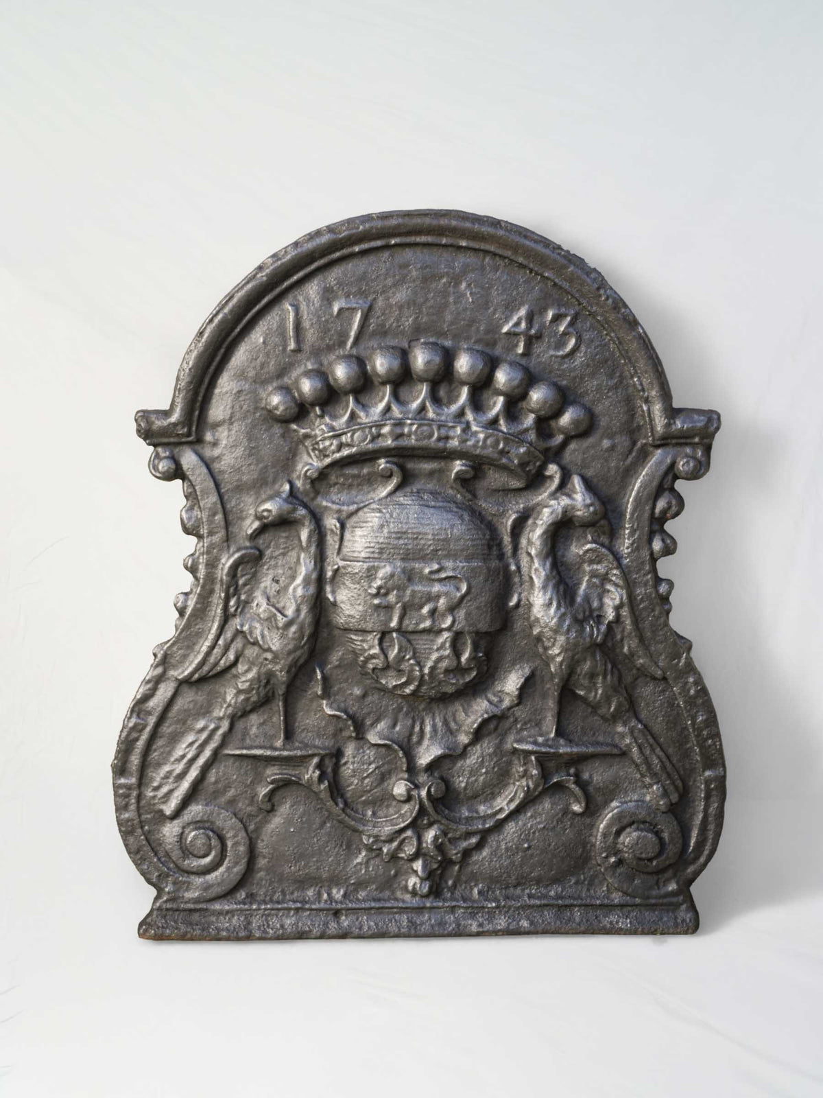 French Cast-Iron Fireback with Noble French Family Coat of Arms - 29¼" x 24½"