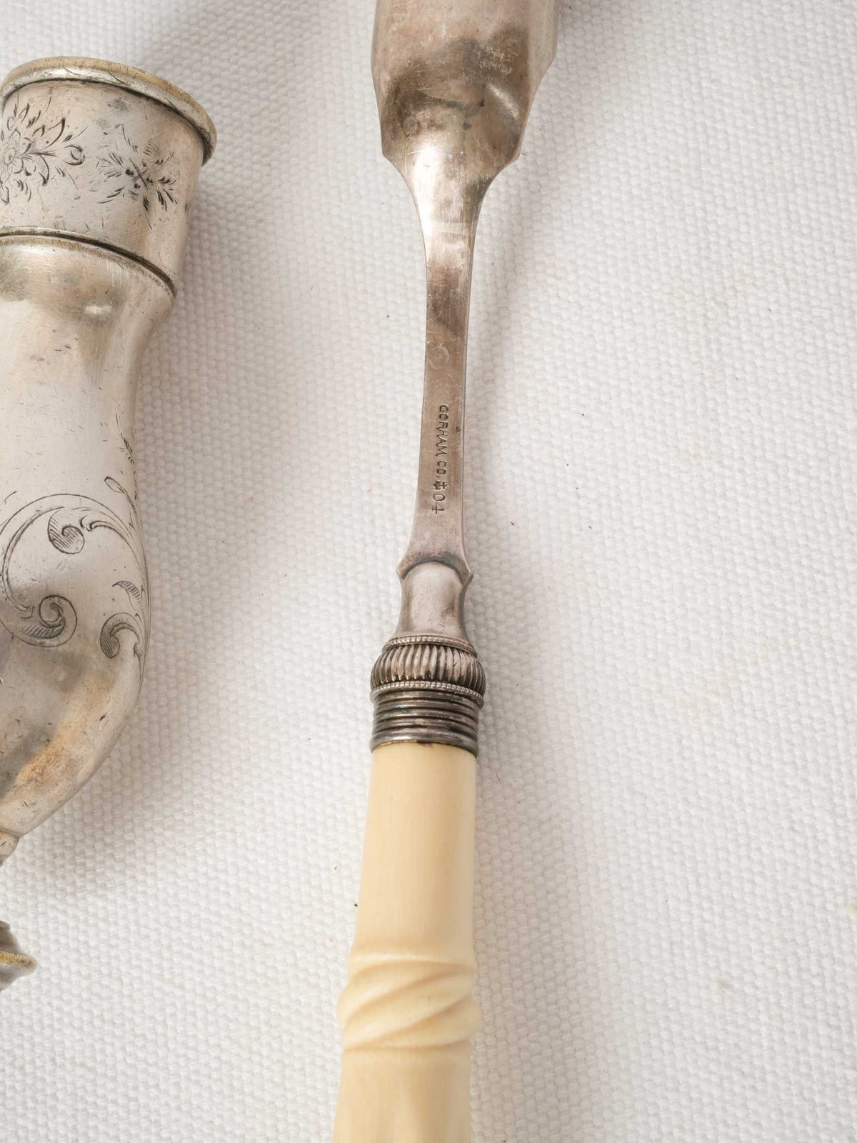 Antique French Silver-Plate Gigot Holder and Marrow Scoop Set