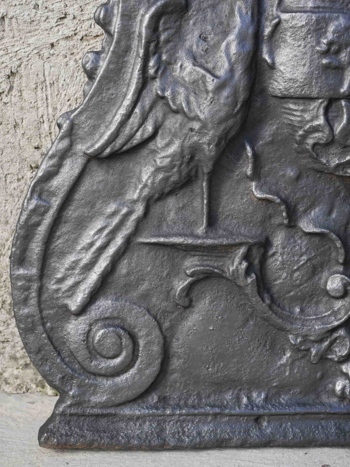 French Cast-Iron Fireback with Noble French Family Coat of Arms - 29¼" x 24½"