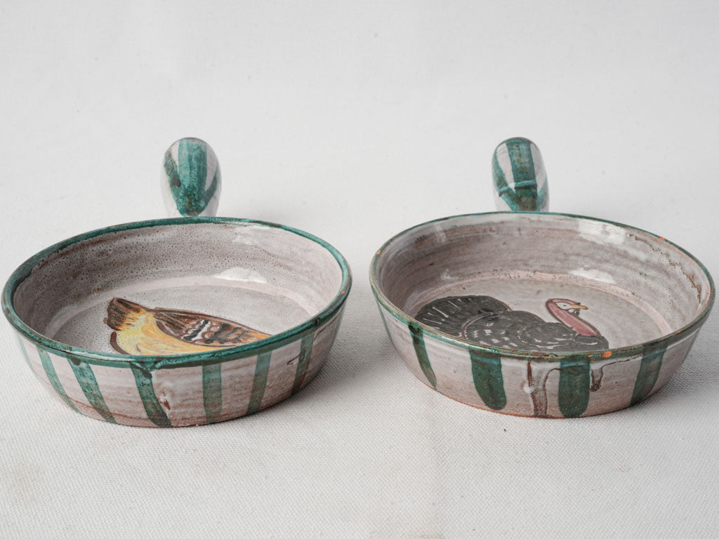 Ochre and russet rooster motifs  