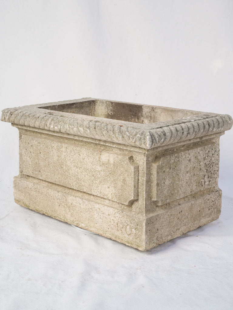 French mossy carved stone trough