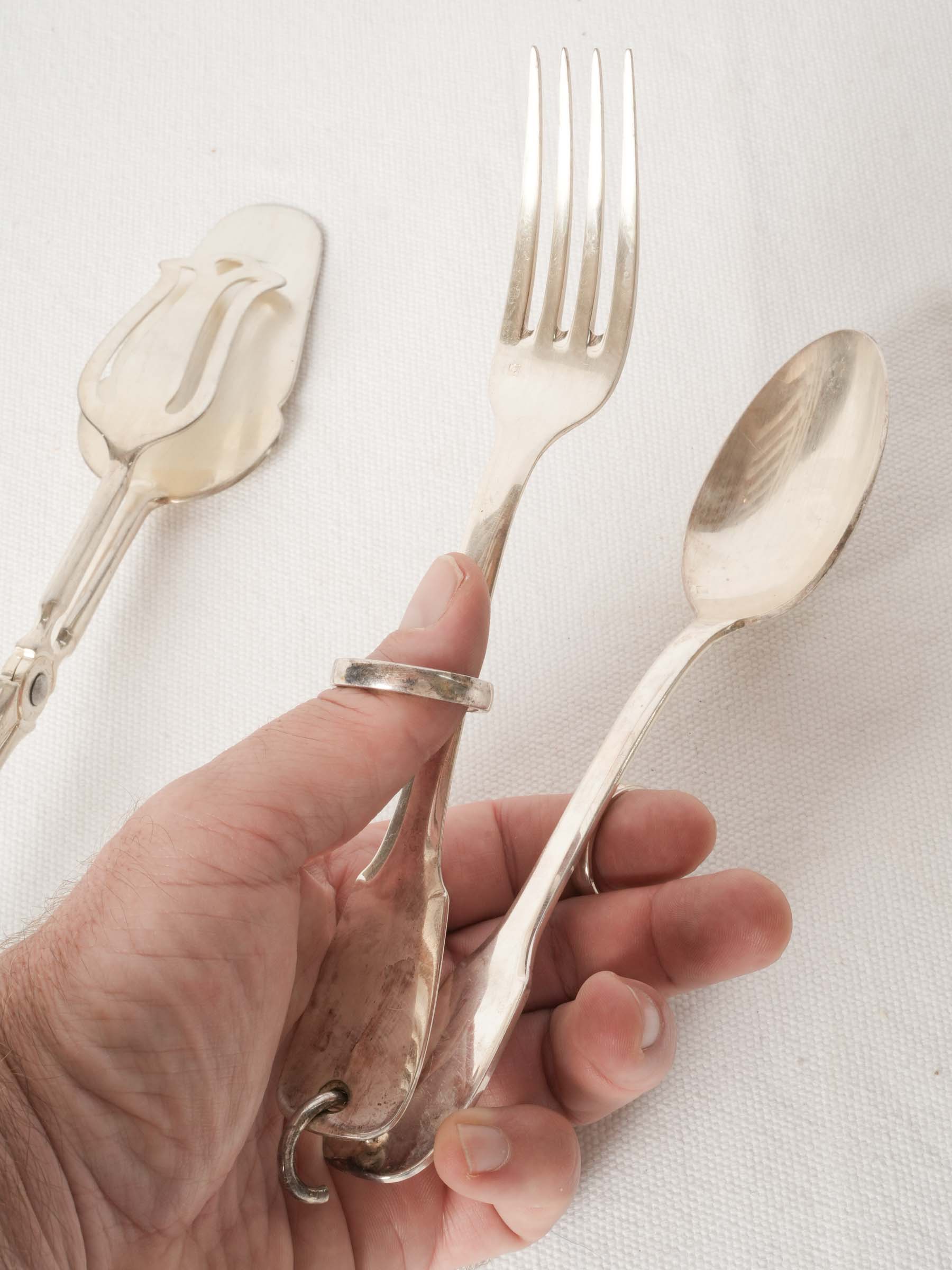 Pair of Antique French Silver Plate Serving Tongs