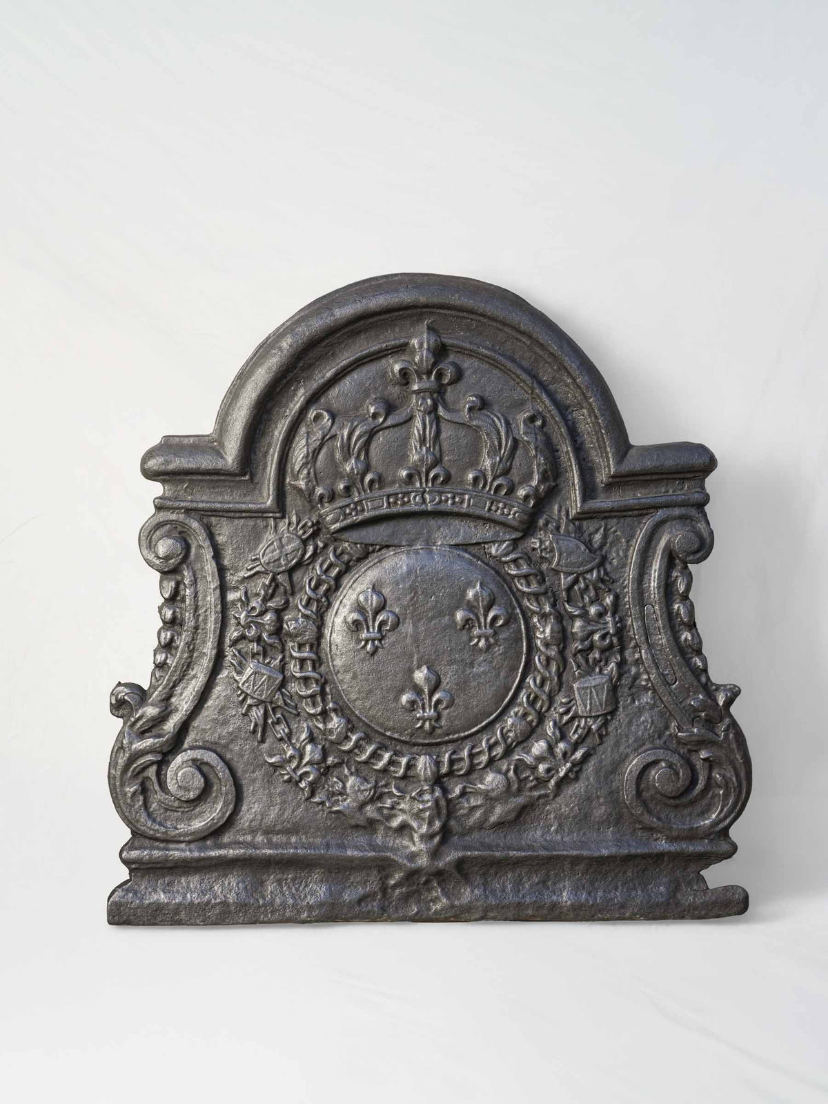 Antique French Cast-Iron Fireback w/ Royal French Coat of Arms - 31½" x 30"