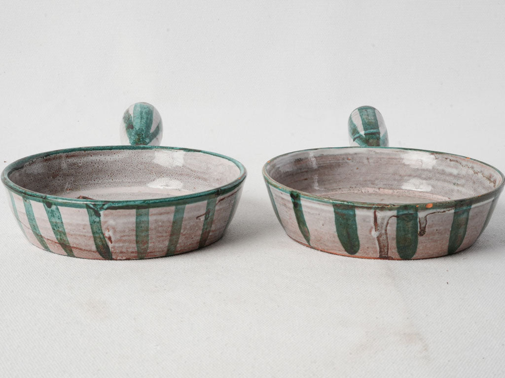 Whimsical Vallauris casserole pair  