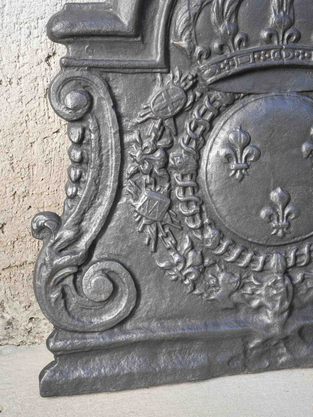 Antique French Cast-Iron Fireback w/ Royal French Coat of Arms - 31½" x 30"