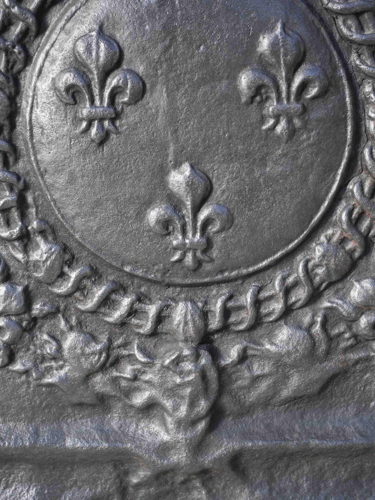 Antique French Cast-Iron Fireback w/ Royal French Coat of Arms - 31½" x 30"