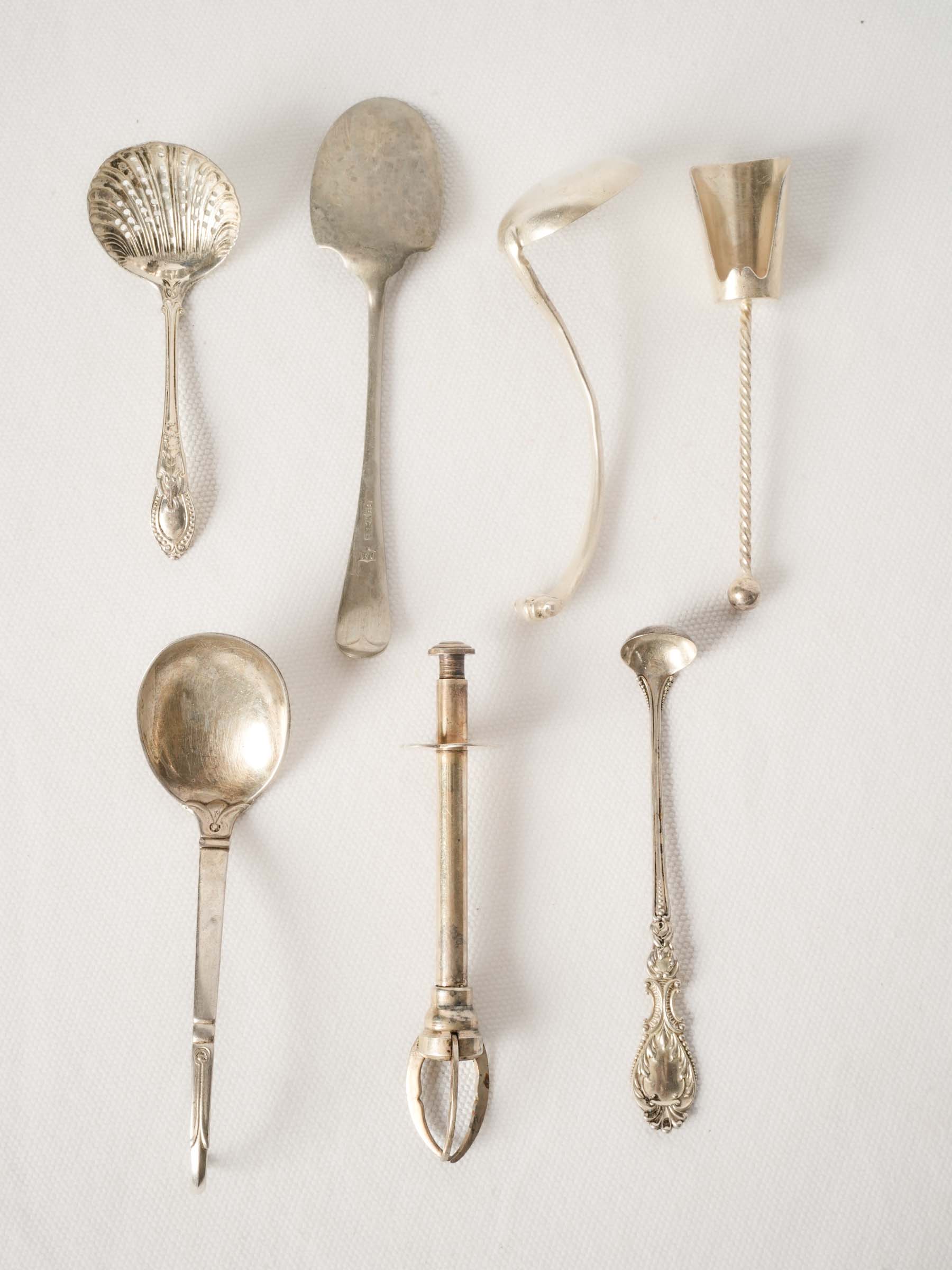 Collection of Antique Silver Plated Sugar Serving Spoons