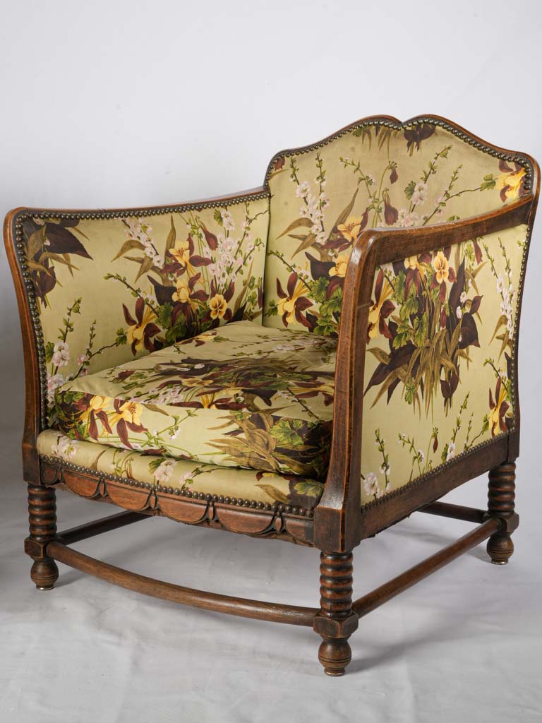Elegant carved-leg Art Deco chairs