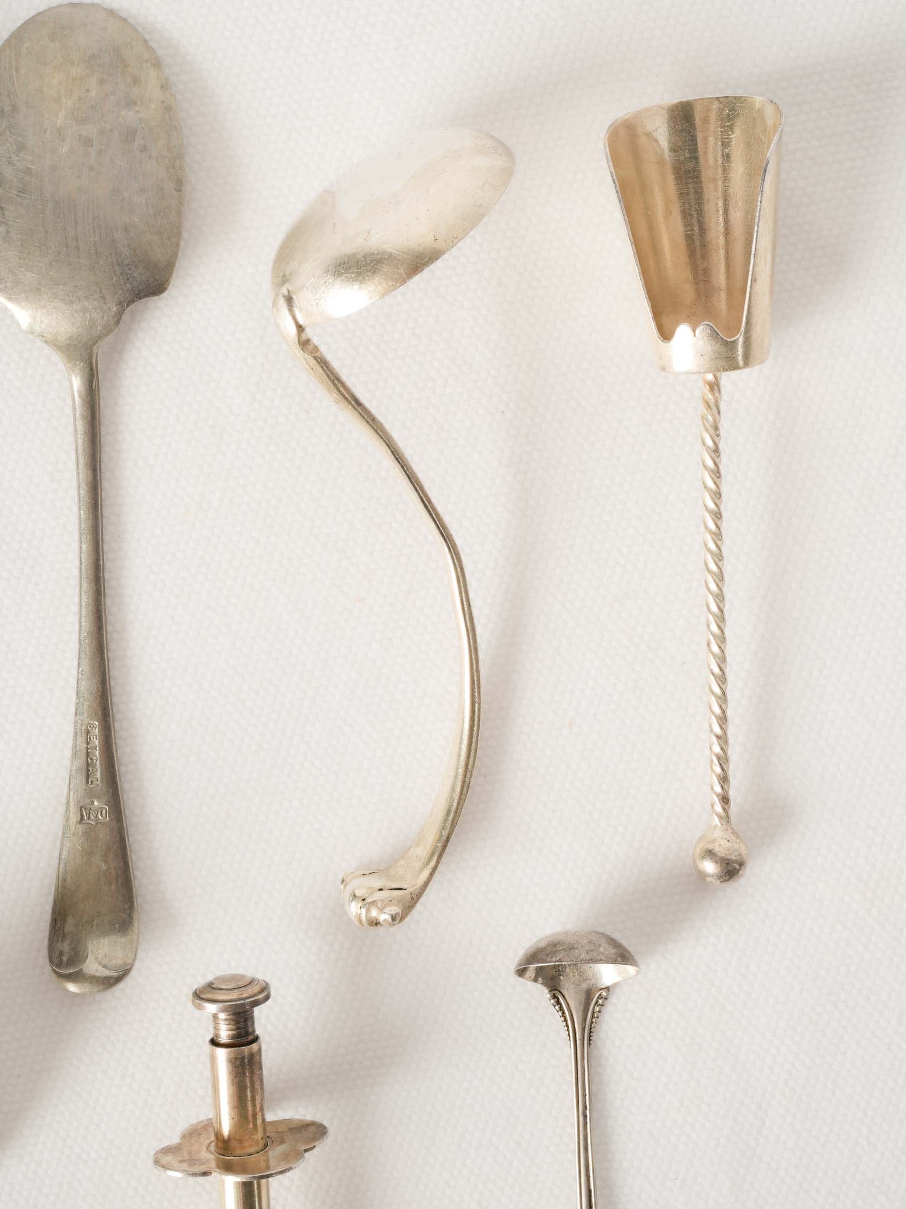 Collection of Antique Silver Plated Sugar Serving Spoons