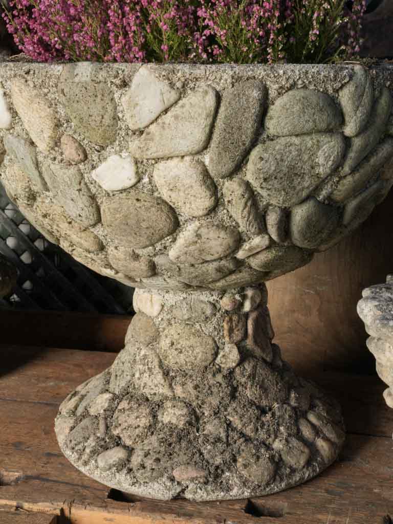 Rustic river pebble planters