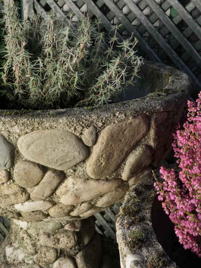 Textured mosaic design planters