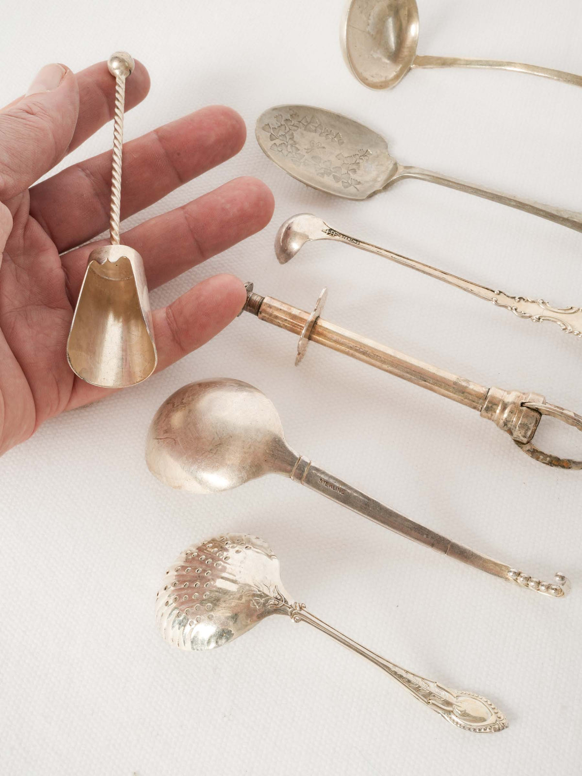 Collection of Antique Silver Plated Sugar Serving Spoons