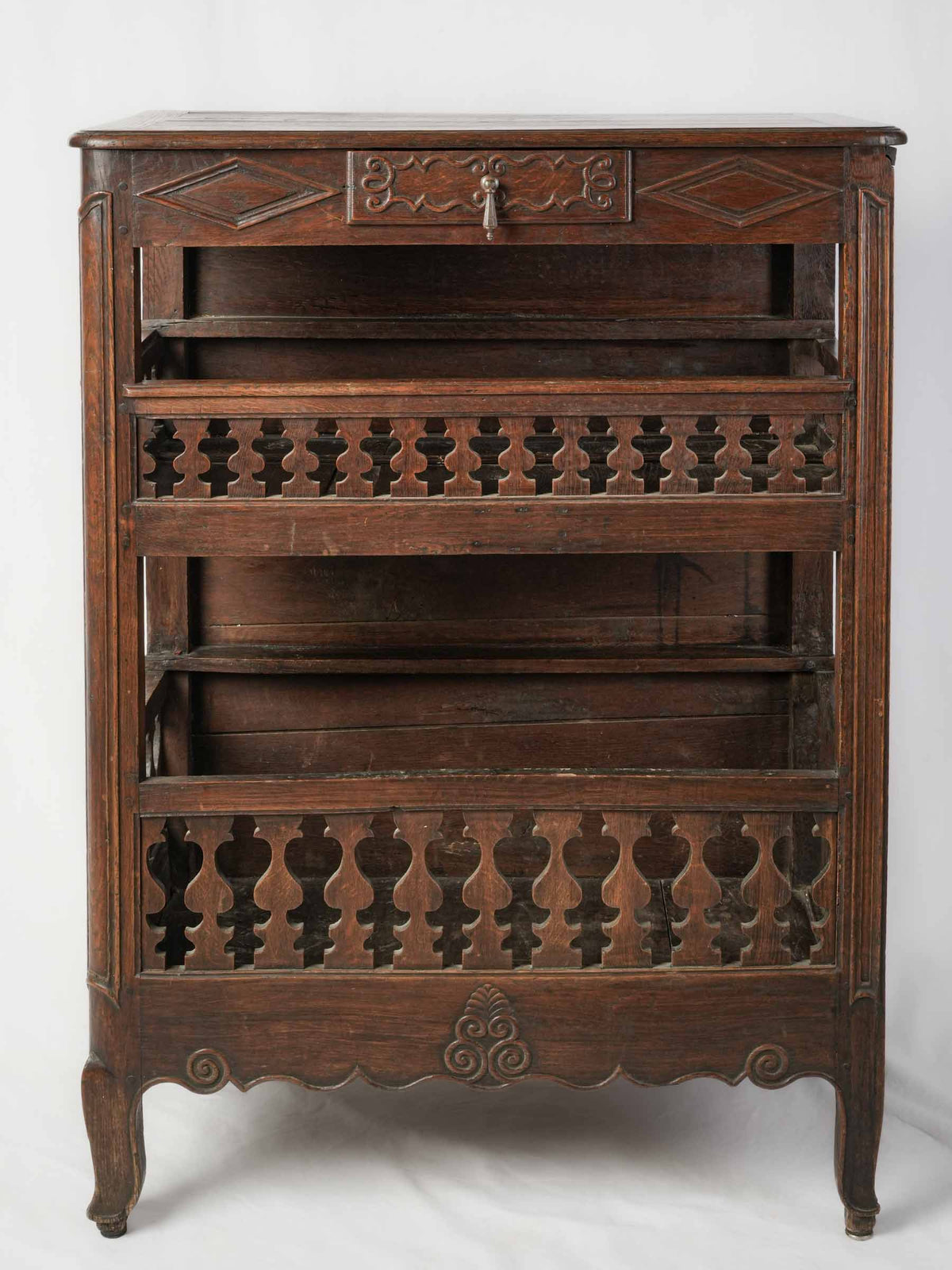 Small 19th-Century French Country Vaisselier w/ Openwork Galleries - 46½" x 33½"