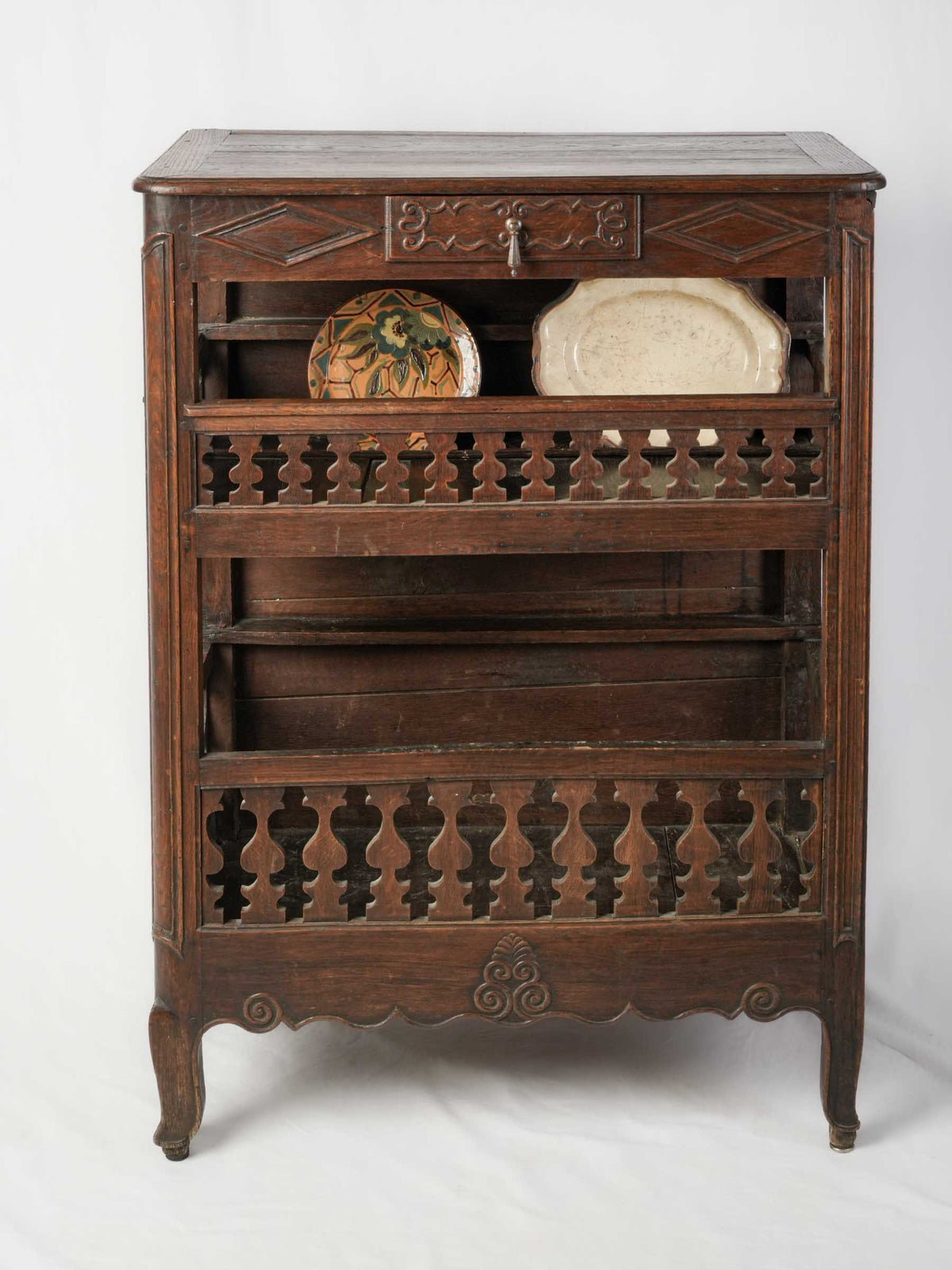 Small 19th-Century French Country Vaisselier w/ Openwork Galleries - 46½" x 33½"