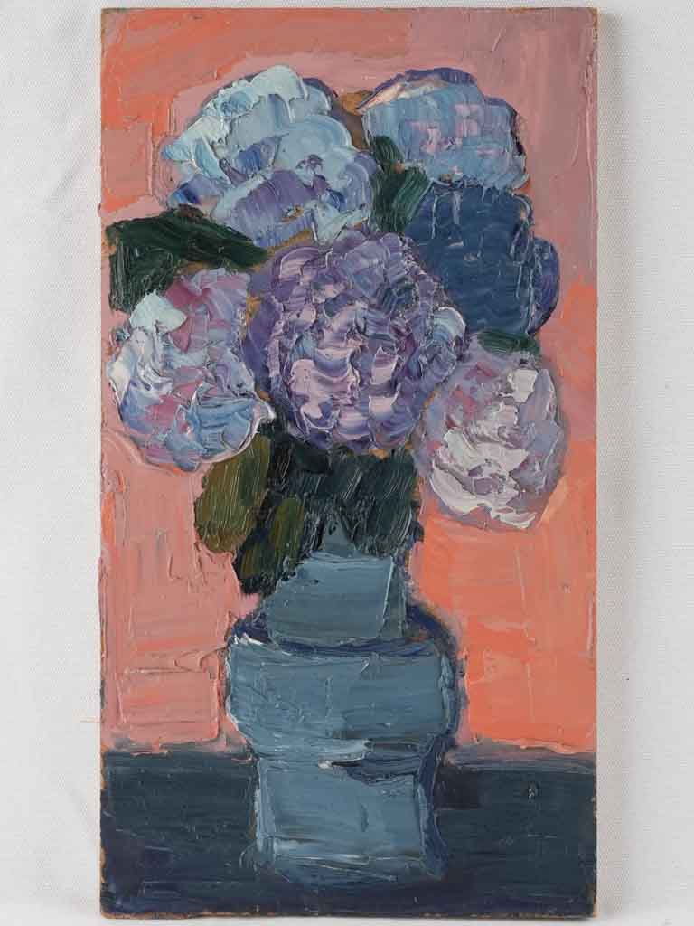 Vintage blue hydrangea oil painting