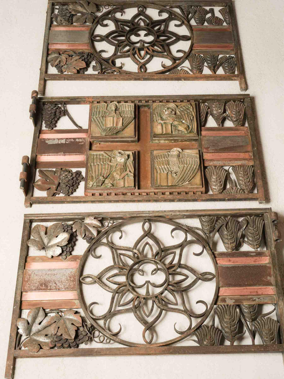 Exceptional Three-Part French Art Deco Chancel Barrier by Master Ironworker Georges Bernardin