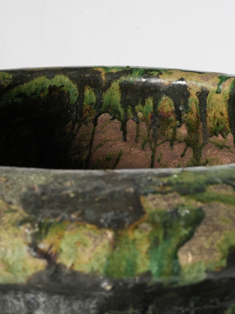 Historical vibrant green-glazed pottery