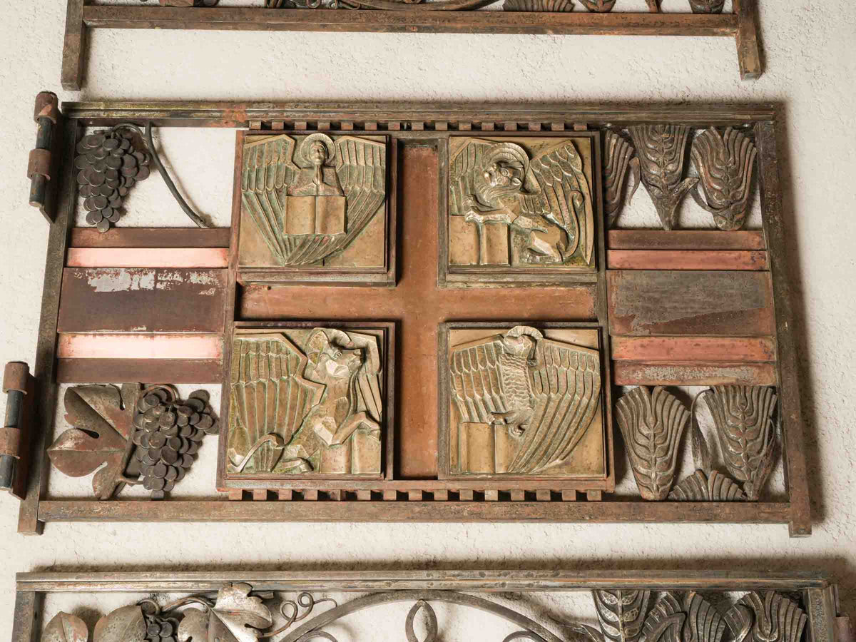 Exceptional Three-Part French Art Deco Chancel Barrier by Master Ironworker Georges Bernardin