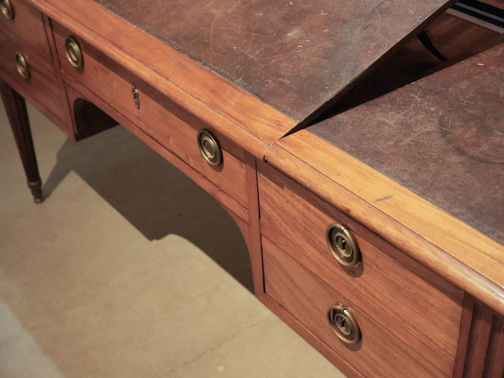 Luxurious brown leather writing desk
