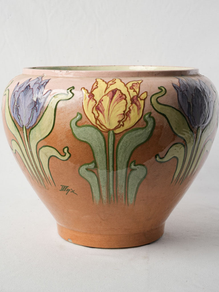 Hand-painted terracotta-style cache pot  