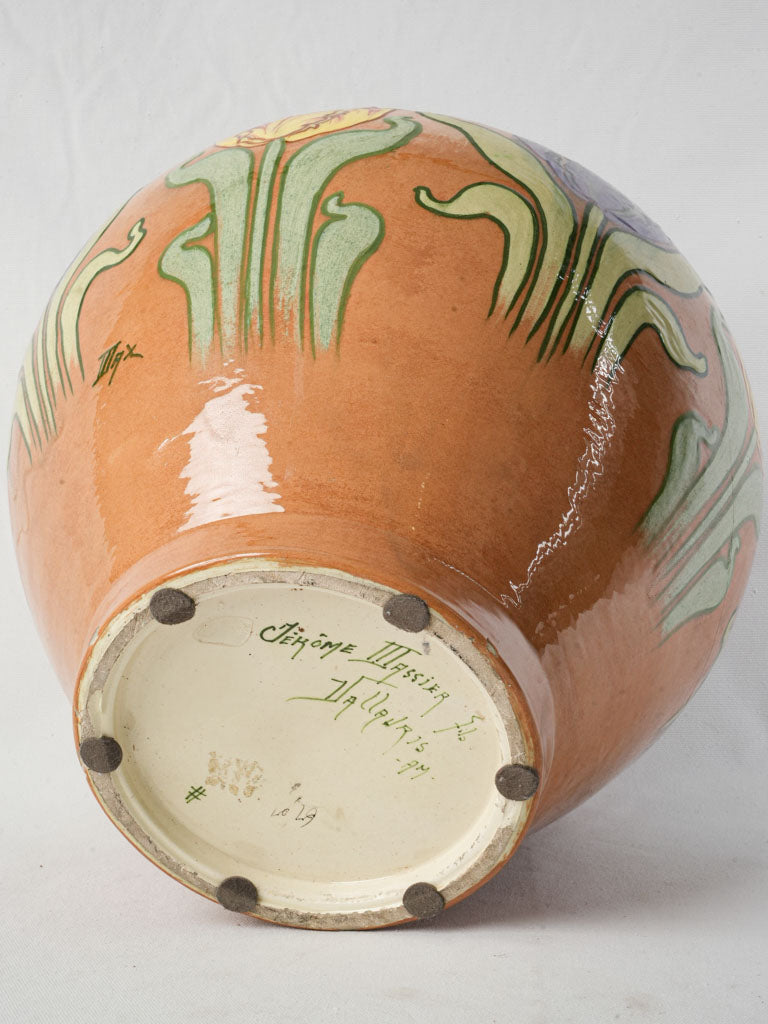 Restored terracotta-tone flower pot