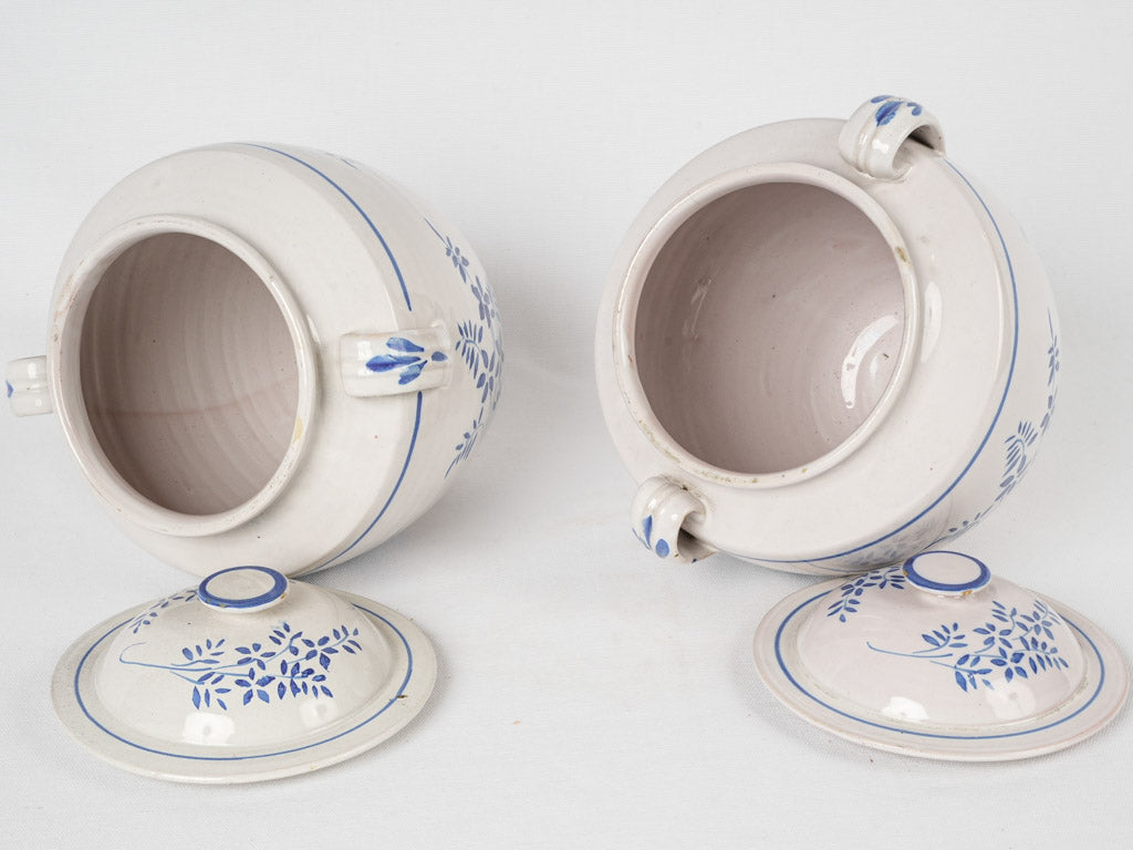 Antique French ceramic pots with lids