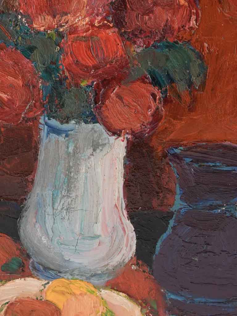 Provence oil painting, red ochre background
