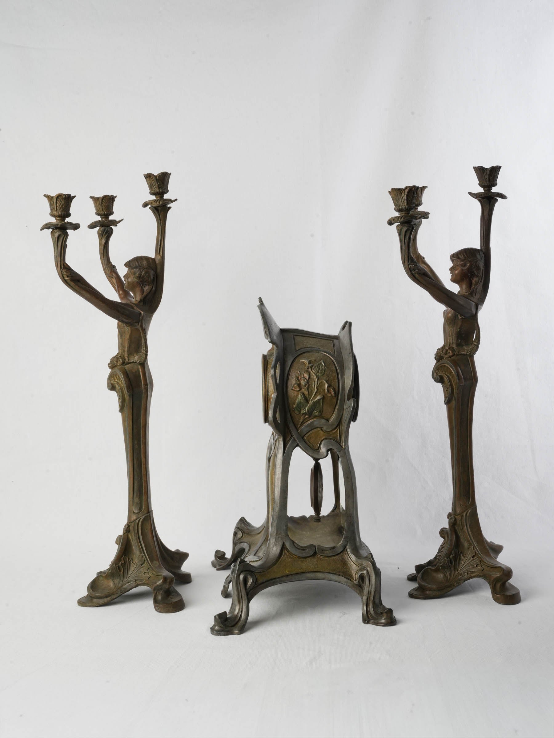 Vintage Art Nouveau clock set