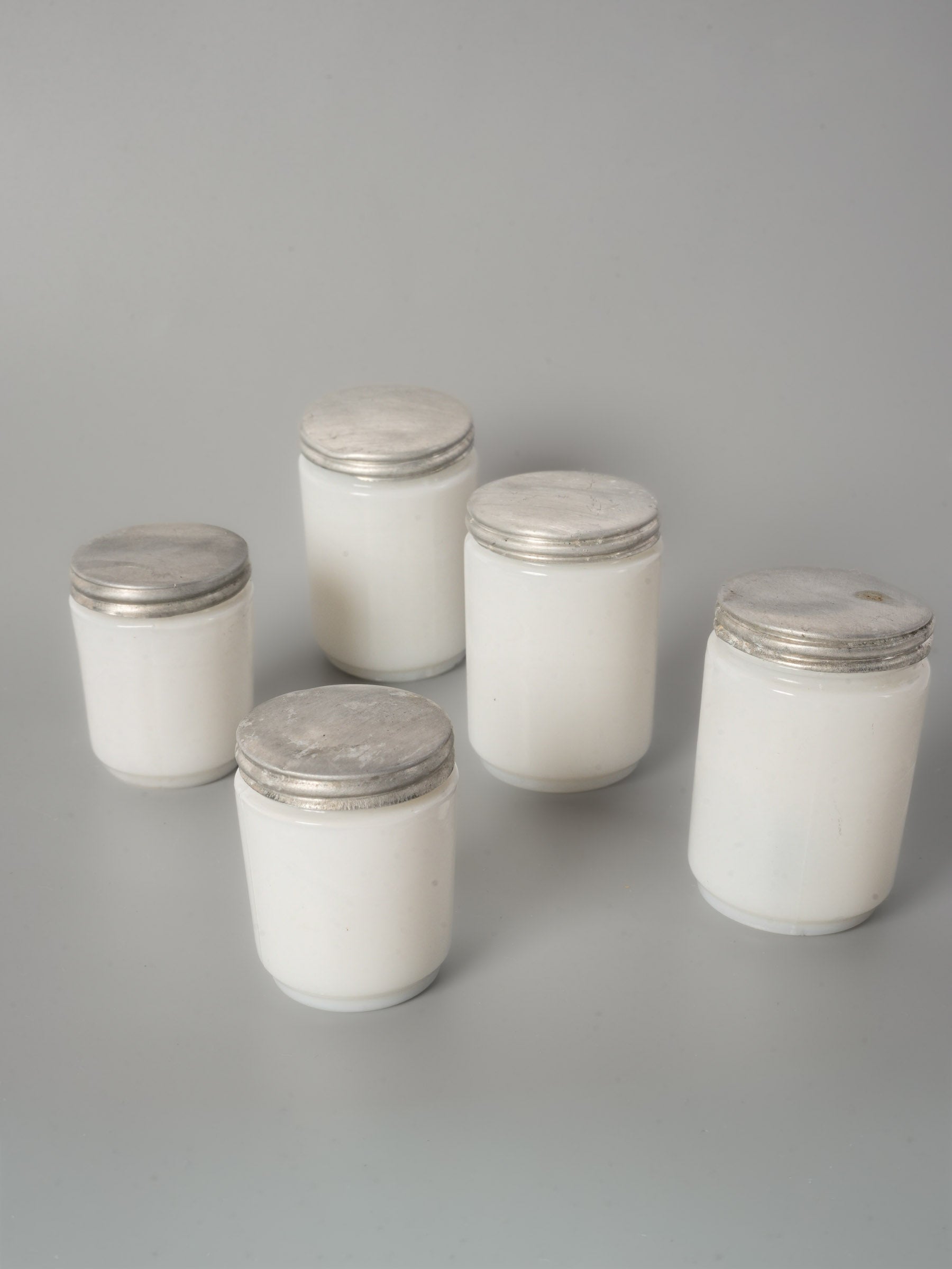 Set of 5 Antique French Opaline Glass Apothecary Jars