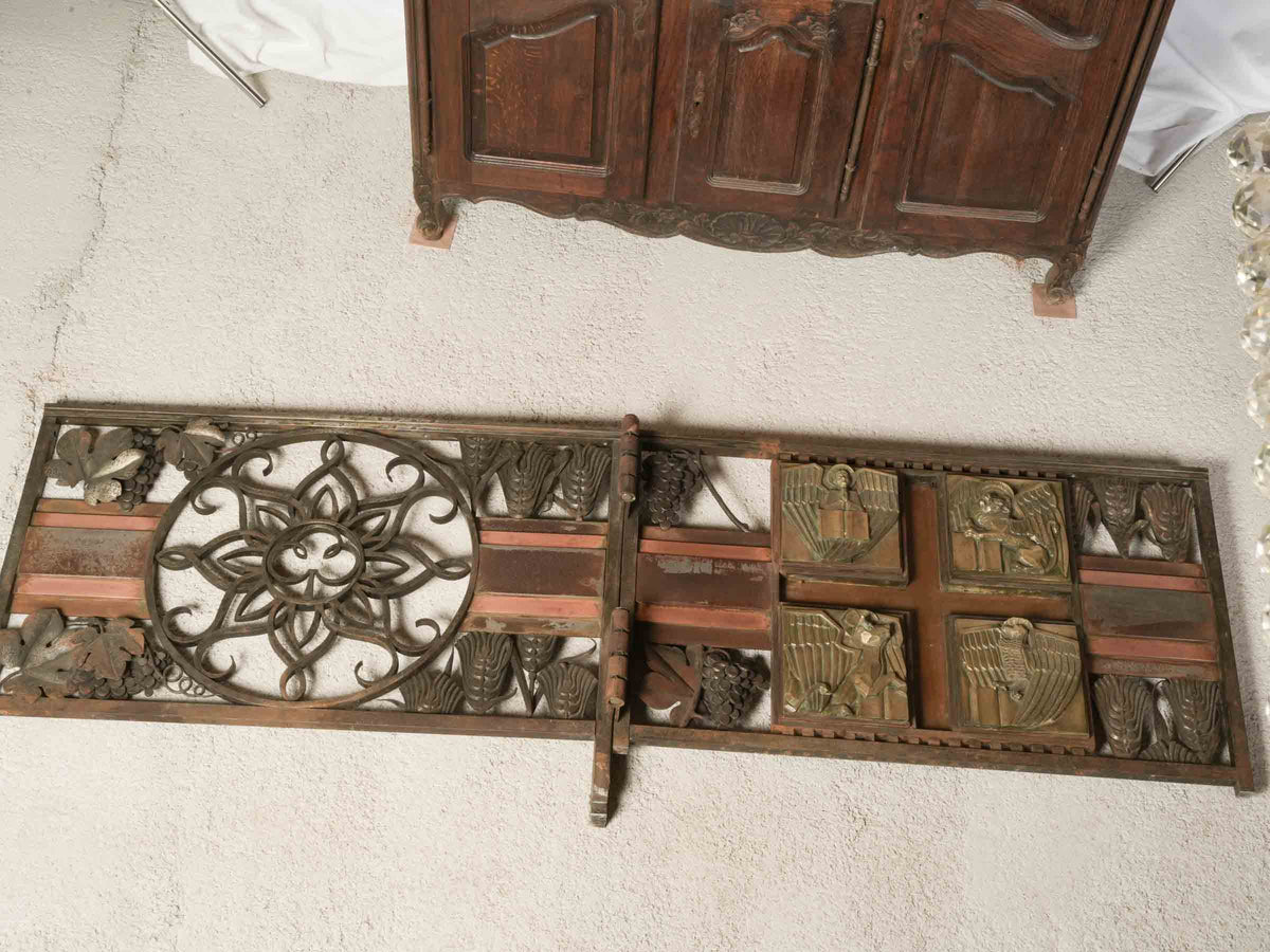 Exceptional Three-Part French Art Deco Chancel Barrier by Master Ironworker Georges Bernardin