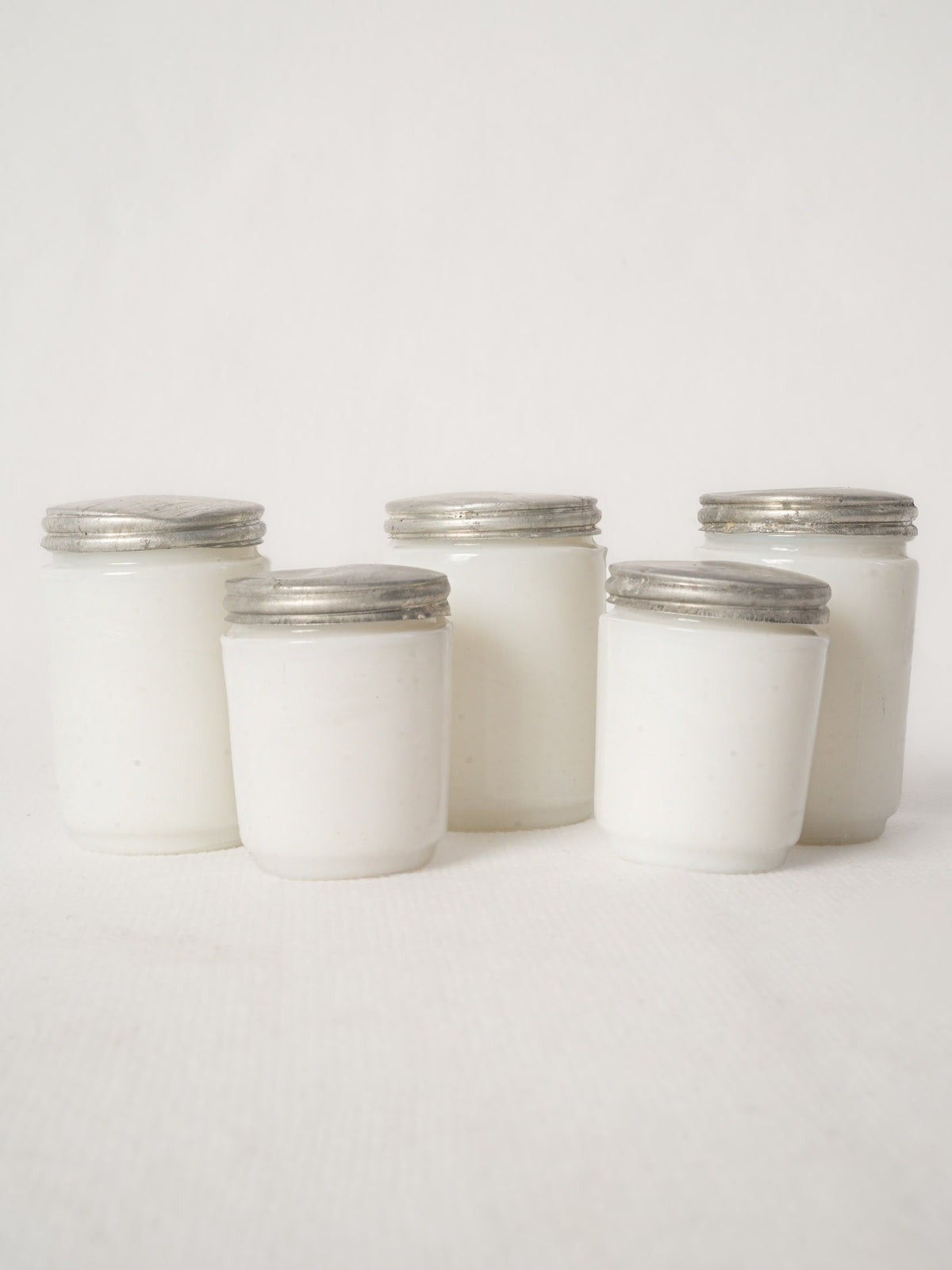 Set of 5 Antique French Opaline Glass Apothecary Jars