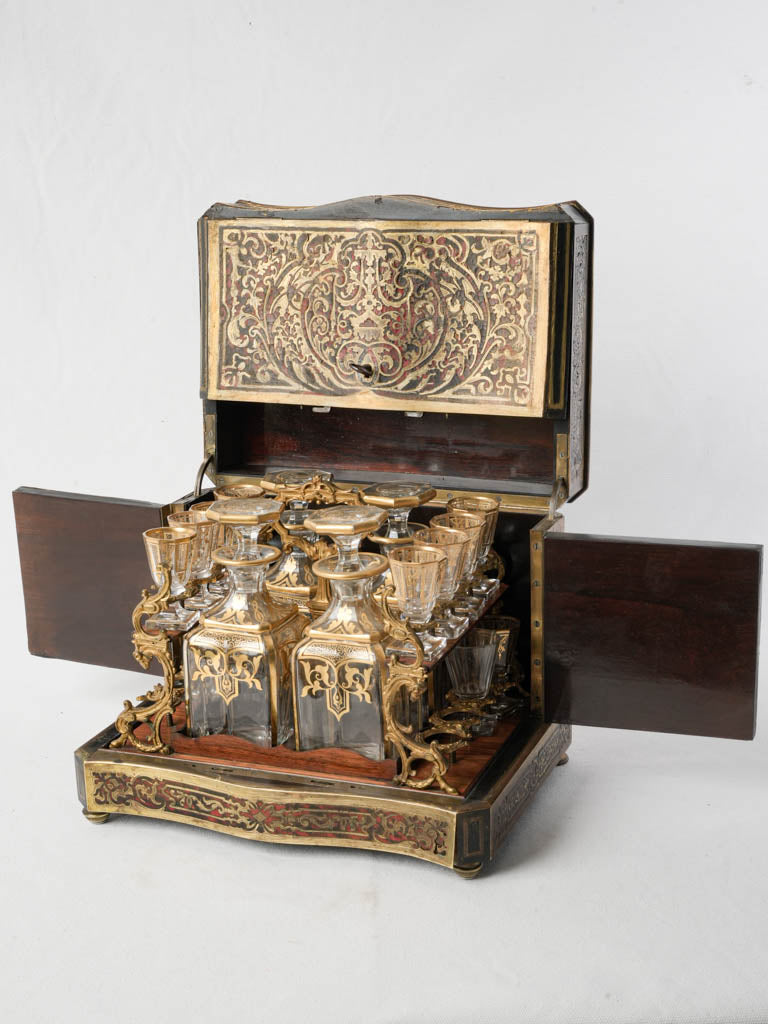 Opulent brass inlay liquor cabinet